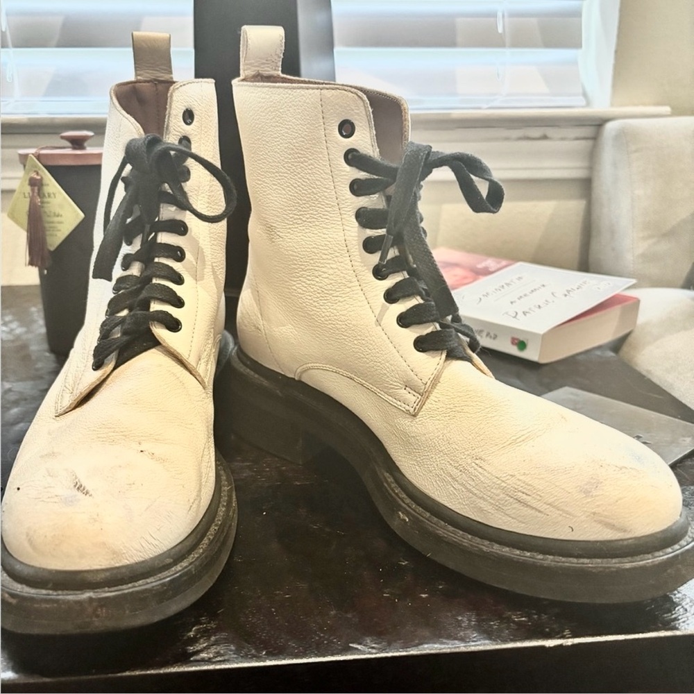 Women’s Frye Alice White Leather Combat Boots - Picture 16 of 16